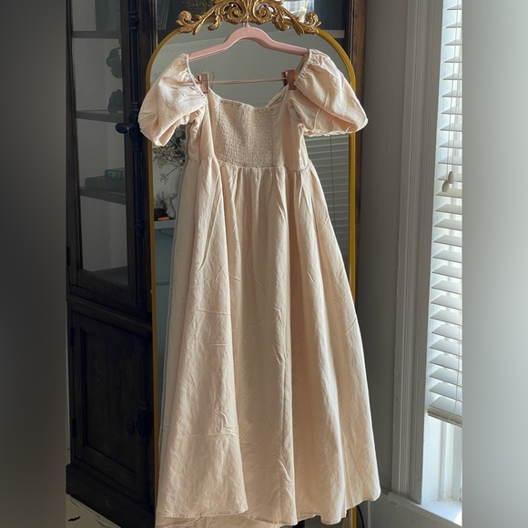 NWT O.P.T Beige River Puff Sleeve Pleated Maxi Dress - Picture 9 of 9